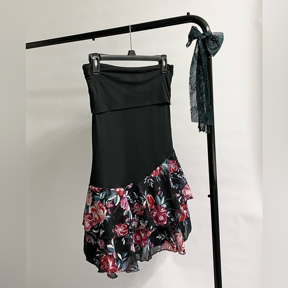 Asymmetrical Hibiscus Mini Dress